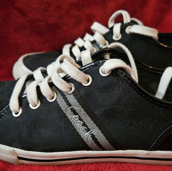 Coach Folly Black & White Sneakers/Athletic Shoes Signature Fabric-Size 7.5 - Picture 7 of 11